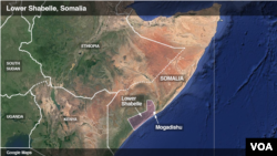 Map showing Lower Shabelle, Somalia, which includes the town of Bulo Marer. 