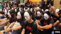 台灣婦女團體向日本政府抗議慰安婦問題（美國之音張永泰拍攝）