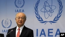 Director General of the International Atomic Energy Agency, IAEA, Yukiya Amano of Japan addresses the media during a news conference after a meeting of the IAEA board of governors at the International Center, in Vienna, Austria. (FILE)