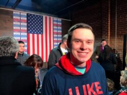 College student Myles Hammond, 22, attends a Mike Bloomberg event, Feb. 3, 2020 in Sacramento, Calif.