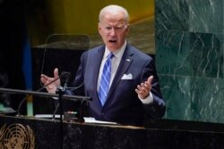 美国总统拜登在联合国大会上发表讲话。（2021年9月21日）