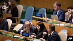 Members of Venezuela's delegation attend the United Nations General Assembly at United Nations headquarters, Sept. 26, 2019, in New York.