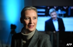 Co-leader and main candidate of the far-right Alternative for Germany party Alice Weidel looks on during the TV debate "Wahlarena" in Berlin on Feb. 17, 2025, less than a week ahead of the general election on Feb. 23.