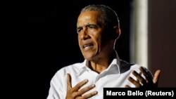 L'ancien président américain Barack Obama lors d'un rassemblement de campagne en faveur de Joe Biden à Miami, en Floride, aux États-Unis, le 2 novembre 2020.