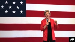 FILE - Democratic presidential candidate Senator Elizabeth Warren speaks during a campaign stop in Peterborough, New Hampshire, July 8, 2019. 