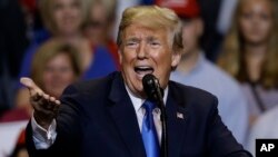 President Donald Trump speaks during a rally, Aug. 2, 2018, at Mohegan Sun Arena at Casey Plaza in Wilkes Barre, Pa.