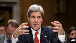Secretary of State John Kerry testifies on Capitol Hill in Washington April 8, 2014.