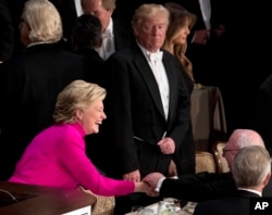 Hillary Clinton, left, and Donald Trump at New York charity dinner.