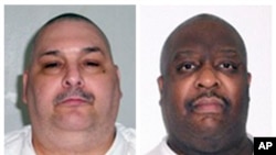 A combination of undated photos provided by the Arkansas Department of Correction shows death-row inmates Jack Jones, left, and Marcel Williams. The two were put to death in a rare double execution Monday night.