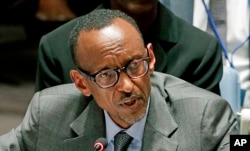 FILE- Rwandan President Paul Kagame speaks during a United Nations Security Council meeting at U.N. headquarters, Sept. 24, 2014.