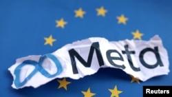 Illustration shows EU flag and Meta logo