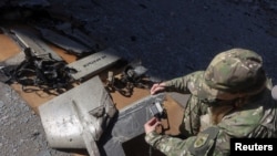 Обломки беспилотника, который, по мнению украинских специалистов, является дроном иранского производства Shahed-136