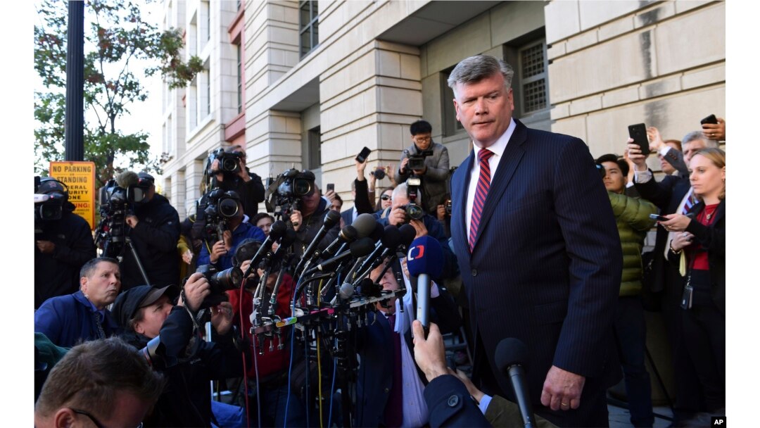 Kevin Downing, attorney for Paul Manafort, turns away after speaking to reporters outside federal court in Washington, Oct. 30, 2017.