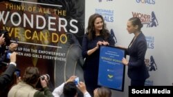 United Nations ceremony to name the character Wonder Woman, created by William Moulton Marston, as the Honorary Ambassador for the Empowerment of Woman and Girls. (Photo by: Dennis Van Tine/STAR MAX/IPx )