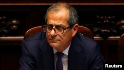 Le ministre italien des Finances Giovanni Tria au Parlement à Rome, le 6 juin 2018.