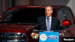 美國福特公司執行副總裁兼全球運營總裁韓瑞麒2014年10月在底特律的一個車展上。