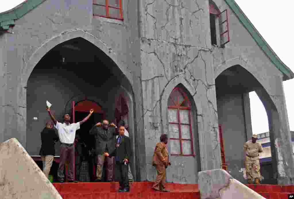 Worshippers leaving a church after prayers concerning the deadly Ebola virus in the city of Monrovia, Liberia, Aug. 9, 2014.