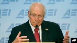 FILE - Former Vice President Dick Cheney speaks at the American Enterprise Institute (AEI) in Washington, Sept. 10, 2014, about the current state and future of American foreign policy. 