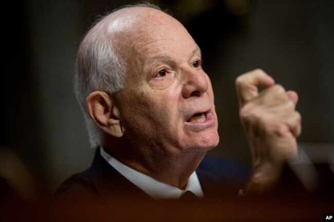 FILE - Sen. Ben Cardin, D-Md. is seen during a Senate Foreign Relations Committee hearing on Capitol Hill, July 23, 2015.