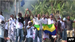 Des manifestants à Libreville, Gabon