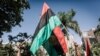 Des drapeaux du Biafra exposés lors d'une manifestation à Durban, en Afrique du Sud, le 30 mai 2019, lors d'une marche pour la liberté du Biafra organisée dans le monde entier. 