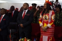 Vice President Saulos Chilima and his Wife Mary in Balntyre when he was presenting nomination papers for last May elections. (Lameck Masina/VOA)
