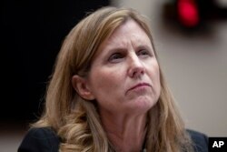 FILE - University of Pennsylvania President Liz Magill listens during a hearing of the House Committee on Education on Capitol Hill, December 5, 2023, in Washington.