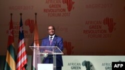 FILE - Prime Minister of Togo Komi Selom Klassou speaks during the opening of the international African Green Revolution Forum in Abidjan, Sept. 6, 2017.