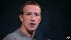 FILE - Facebook CEO Mark Zuckerberg speaks at the Paley Center in New York, Oct. 25, 2019. (AP Photo/Mark Lennihan, File)