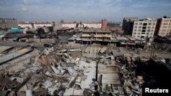 FILE - Aftermath of explosion at makeshift gas cylinder refilling depot at Mradi estate in Embakasi district of Nairobi,Kenya, February 2, 2024.