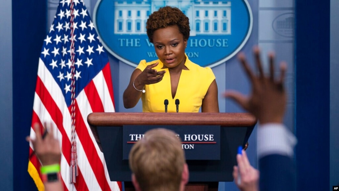 White House deputy press secretary Karine Jean-Pierre speaks during a press briefing at the White House, May 26, 2021.