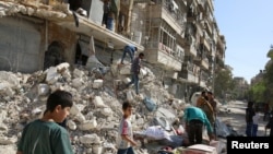 تصویری از بمباران حلب در روز یکشنبه