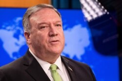 ARCHIVO- El Secretario de Estado de los Estados Unidos Mike Pompeo habla a los medios de comunicación en el Departamento de Estado en Washington, DC, EE.UU., 20 de mayo de 2020.