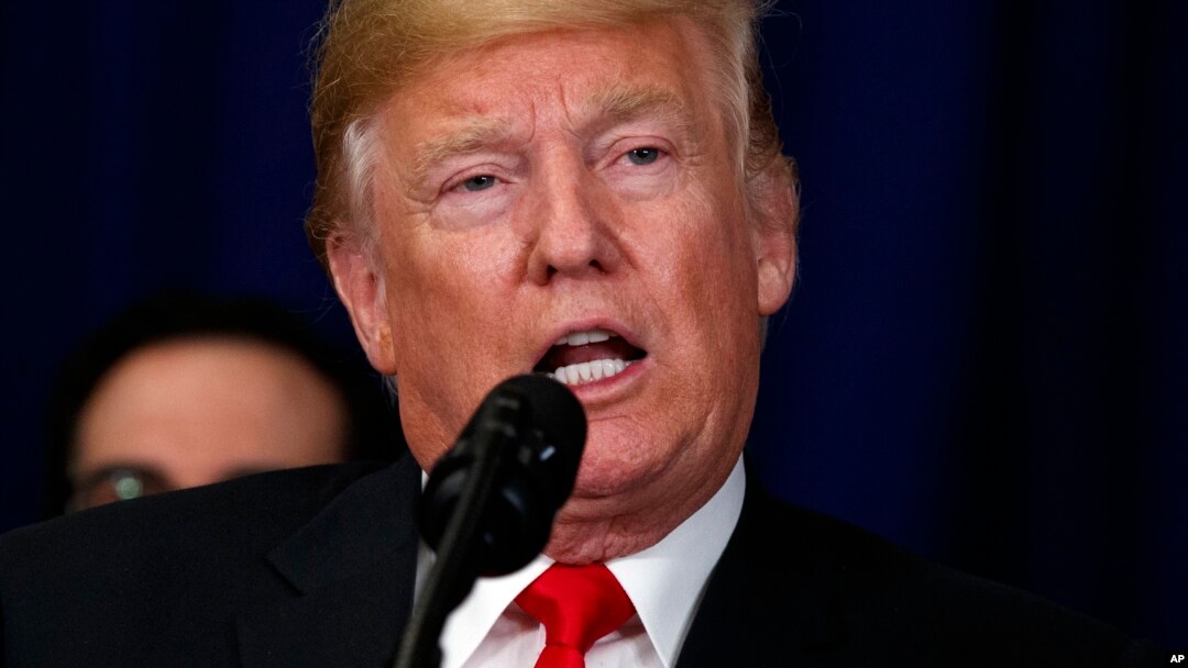 President Donald Trump di hotel "The Lotte New York Palace" seusai penandatangan kesepakatan perdagangan bebas dengan Korea Selatan, 24 September 2018. 