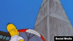 برج های دوقلو در یکی از مشهورترین صحنه های مجموعه طنز سیمپسون ها ظاهر شده اند