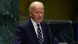 Prezidan Etazini Joe Biden pwononse yon diskou devan 79em sesyon anyel Asanble Jeneral Nasyonzuni, Madi 24 Septanm, 2024. 