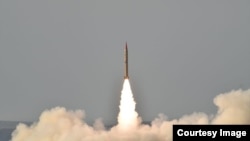 Shaheen II, surface-to-surface ballistic missile, according to Pakistan capable of delivering conventional and nuclear weapons at a range of up to 1,500 kilometers, during a training launch in this photo released by Inter Services Public Relations, May 23, 2019.