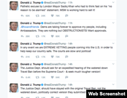 Several of President Donald Trump's tweets on Monday morning, June 5, 2017.