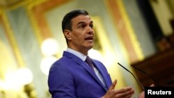 El presidente español, Pedro Sánchez, durante un discurso en el Parlamento el 21 de marzo de 2023.