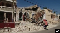 Old colonial-style buildings in Jacmel, Haiti sustained heavy damage, 25 Jan 2010