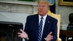 President Donald Trump speaks during a meeting with Canadian Prime Minister Justin Trudeau in the Oval Office of the White House, Thursday, June 20, 2019, in Washington. Trump declared Thursday that "Iran made a very big mistake" in shooting down a U.S. drone. (AP Photo)