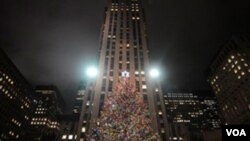 El pino noruego del Rockefeller Center tiene 23 metros de altura.