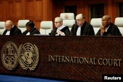 ICJ mengadakan dengar pendapat publik mengenai akibat hukum pendudukan Israel atas wilayah Palestina, di Den Haag, 21 Februari 2024. (REUTERS/Piroschka van de Wouw)