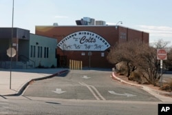 Cleveland Middle School, which was impacted by a recent cyberattack, is seen in Albuquerque, New Mexico, Jan. 23, 2022.