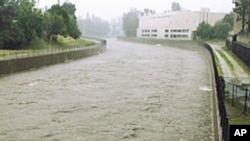 The Los Angeles River at high water stage, in March, 2011