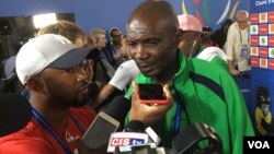 Coach Callisto Pasuwa after the Warriors game in Franceville, Gabon.