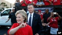 Democratic presidential candidate Hillary Rodham Clinton attends a rally, Oct. 12, 2015, in Las Vegas, held by the Culinary Union to support a union drive at the Trump Hotel.