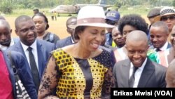 Jeanine Mabunda, Présidente de l'Assemblée nationale de la RDC, à Oicha au Nord-Kivu, le 17 février 2020. (VOA/Erikas Mwisi)