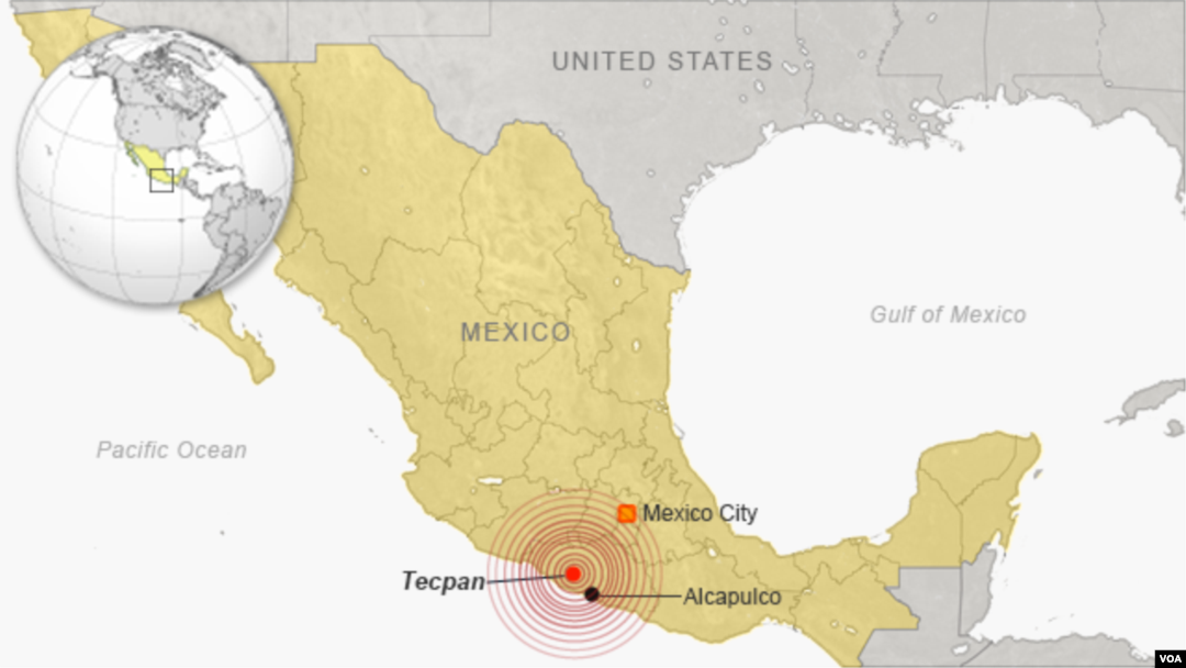 Location of earthquake, near Tecpan, Mexico. (Click to enlarge)