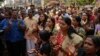 Manifestation contre l'entrée de deux femmes d'âge menstruel dans le temple de Sabarimala, Thiruvananthapuram, Kerala, Inde, 2 janvier 2019.